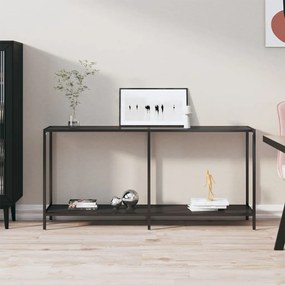 Tavolo Consolle Nero 160x35x75,5 Cm İn Vetro Temperato /