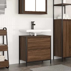 Mobile Lavabo Da Bagno Con Cassetti Rovere Marrone 60x34,5x60cm /