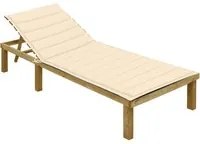 Lettino da Giardino con Cuscino Crema Legno Pino Impregnato cod mxl 7249