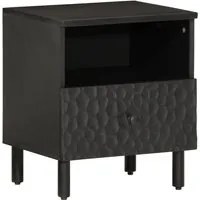 Comodino Nero 40x33x46 cm in Legno Massello di Mango 356825