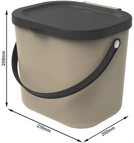 Bidone per l'umido marrone chiaro 6 l Albula – Rotho