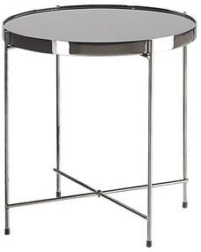 Tavolino vetro nero e argento ⌀ 40 cm LUCEA Beliani