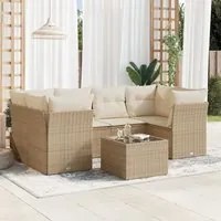 Set Divani da Giardino 7 pz con Cuscini Beige in Polyrattan 3217268