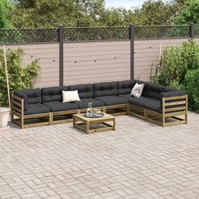 Set divani da giardino 8pz con cuscini legno impregnato di pino