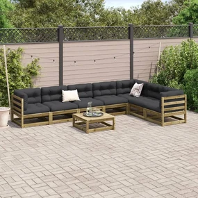 Set divani da giardino 8pz con cuscini legno impregnato di pino