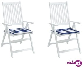 vidaXL Cuscini per Sedia 2 pz Strisce Bianche e Blu 40x40x3 cm Tessuto