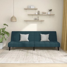 Divano Letto A 2 Posti Blu İn Velluto /