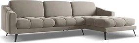 Divano angolare beige (con penisola a destra) con rivestimento in velluto Nalu – Makamii