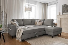 Divano letto in velluto a coste grigio (angolo destro) Lofty Lilly - Miuform