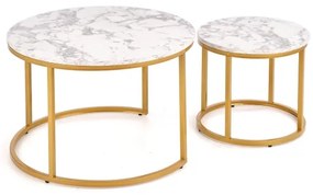 Set di 2 tavolini da salotto PACILA, finitura effetto marmo con dettagli dorati