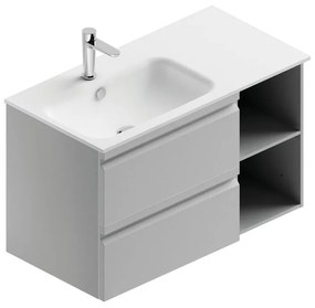 Mobile sottolavabo e lavabo Pull grigio artico opaco in mdf L 90 x H 56 x P 46 cm 1 vasca 2 cassetti