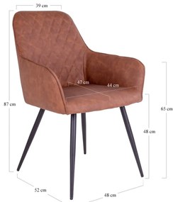 Set di sedie da pranzo marrone in imbottito con braccioli 2 pz Harbo – House Nordic