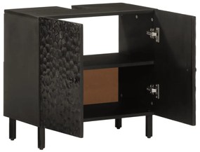 Mobile lavabo da bagno nero 62x33x58 cm legno massello di mango