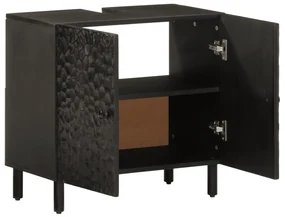 Mobile lavabo da bagno nero 62x33x58 cm legno massello di mango
