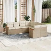 Set Divano da Giardino 8 pz con Cuscini Beige in Polyrattancod mxl 114553