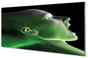 Quadro in vetro Testa umana luce verde 100x50 cm