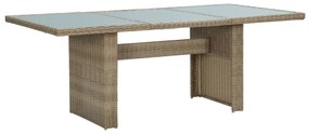 Tavolo da Giardino Marrone 200x100x74 cm in Vetro e Polyrattan