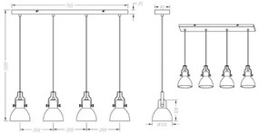 Trio - Lampadario su filo GINELLI 4xE14/28W/230V