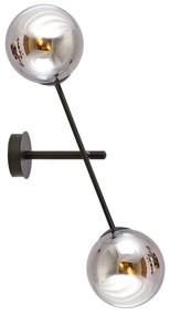 Applique 2 Luci Yama In Acciao Nero Con Bracci Regolabili E Vetro Fumè