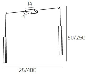 Sospensione Moderna Square Tube Metallo Nero 2 Luci Gu10