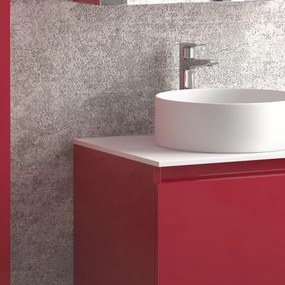 Mobile bagno sospeso 60 cm con due cassetti e piano bianco solid surface TOD-60SS - KAMALU