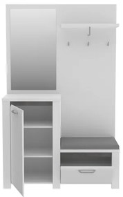 Parete attrezzata per ingresso con specchio HIRO bianco/grigio