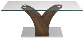 Tavolino soggiorno in vetro struttura legno teak - TINDARO