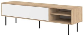 Tavolo TV in rovere decorato in bianco e naturale 165x40 cm Ampère - TemaHome