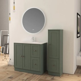 Mobile bagno da terra con lavabo HAMPTON L 90 x H 86 x P 46 cm verde opaco, bianco lucido, bronzo in mdf effetto legno per vasca centrale