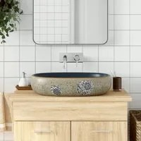 Lavabo da Appoggio Sabbia e Blu Ovale 59x40x14 cm Ceramicacod mxl 83589