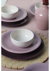 Set da tavola 18 pezzi, viola/bianco, in ceramica