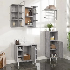 Set Mobili Da Bagno 3 Pz Grigio Sonoma İn Legno Multistrato /