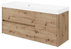 Mobile sottolavabo e lavabo Portofino per vasca centrale rovere oro in mdf L 120 x H 51 x P 40 cm, 1 anta 2 cassetti