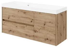 Mobile sottolavabo e lavabo Portofino rovere oro in mdf L 120 x H 51 x P 40 cm 1 vasca, 1 anta 2 cassetti