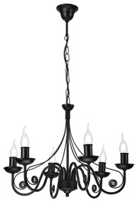 Lampadario a sospensione con catena DONATO 6xE14/40W/230V nero