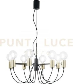 Lampadario a sospensione axon nera e oro 8 luci attacco e27 66x7,5x...