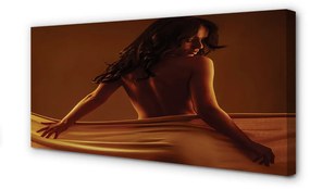 Quadro su tela Una donna con materiale 100x50 cm