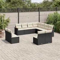 Set Divani da Giardino 11 pz con Cuscini in Polyrattan Nero 3258486