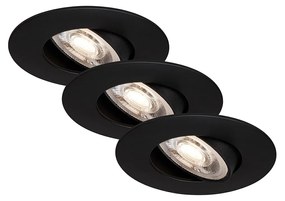 Set 3 Faretti Incasso Kulana Plastica Nero Opaco Led Integrato 4,9W 3000K