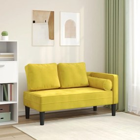 Chaise Longue Con Cuscini Giallo İn Velluto /
