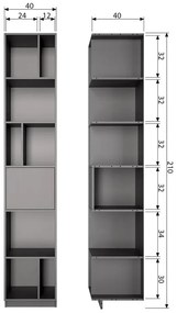Libreria modulare in legno di pino nero 40x210 cm Finca - WOOOD