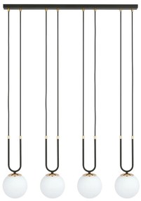Lampadario a Sospensione in Acciaio e Vetro GLAM 4 Nero 4xE14