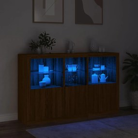 Credenza con Luci LED Rovere Marrone 162x37x100 cm