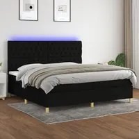 Letto a Molle Materasso e LED Nero 200x200cm in Tessuto cod mxl 60299