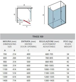 Box Doccia H200 Alluminio Spazzolato Trasparente 8mm Anticalcare