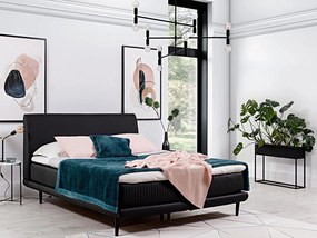 Letto matrimoniale boxspring Australia - 160 x 200 cm , Ecopelle nero