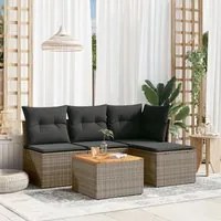 Set Divano da Giardino 5 pz con Cuscini Grigio in Polyrattan 3255927