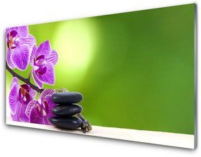 Quadro acrilico Fiori di orchidee verdi 100x50 cm