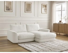 Divano angolare bianco (con penisola a destra/con chaise lounge) con rivestimento in bouclé Leonore – Bobochic Paris