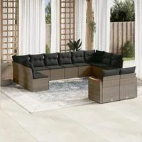 Set Divani da Giardino 12 pz con Cuscini Grigio in Polyrattan 3258847